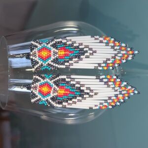 Boho Beaded Colorful Pierced Earrings, Native American Jewelry, Gift For Mom